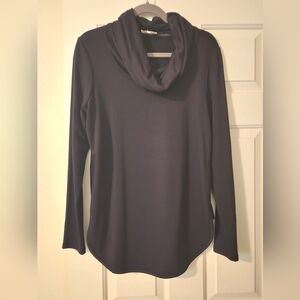 Ann Taylor Loft Black Cow-neck Longsleeve Top